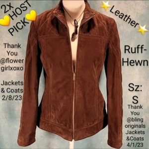 🧡Suede Ruff Hewn Leather Jacket with Quilted Accents on Yolks/Sleeves